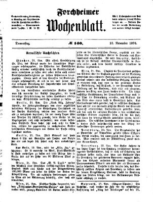 Amtsblatt für die Königlichen Bezirksämter Forchheim und Ebermannstadt sowie für die Königliche Stadt Forchheim Donnerstag 23. November 1876