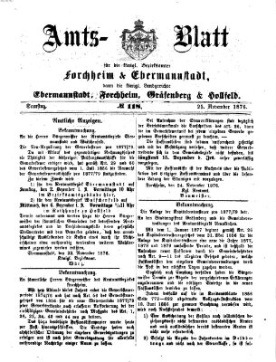 Amtsblatt für die Königlichen Bezirksämter Forchheim und Ebermannstadt sowie für die Königliche Stadt Forchheim Samstag 25. November 1876