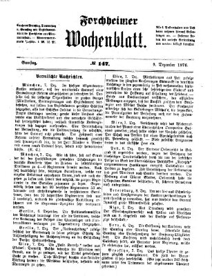 Amtsblatt für die Königlichen Bezirksämter Forchheim und Ebermannstadt sowie für die Königliche Stadt Forchheim Samstag 9. Dezember 1876