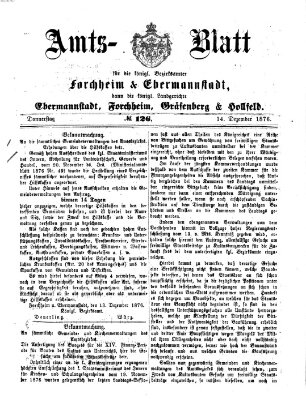 Amtsblatt für die Königlichen Bezirksämter Forchheim und Ebermannstadt sowie für die Königliche Stadt Forchheim Donnerstag 14. Dezember 1876