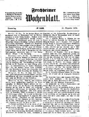 Amtsblatt für die Königlichen Bezirksämter Forchheim und Ebermannstadt sowie für die Königliche Stadt Forchheim Donnerstag 21. Dezember 1876