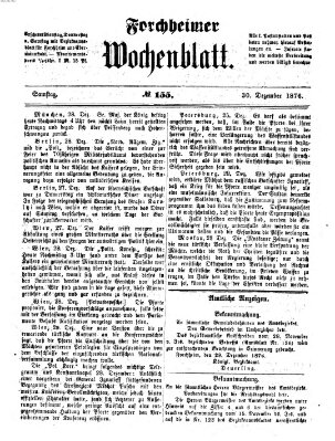 Amtsblatt für die Königlichen Bezirksämter Forchheim und Ebermannstadt sowie für die Königliche Stadt Forchheim Samstag 30. Dezember 1876