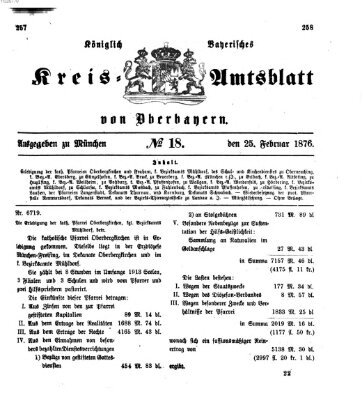 Königlich-bayerisches Kreis-Amtsblatt von Oberbayern (Münchner Intelligenzblatt) Freitag 25. Februar 1876