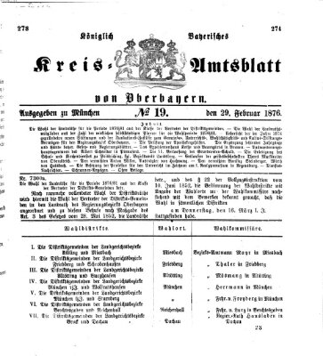 Königlich-bayerisches Kreis-Amtsblatt von Oberbayern (Münchner Intelligenzblatt) Dienstag 29. Februar 1876