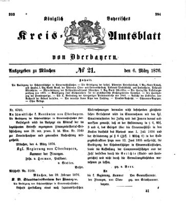 Königlich-bayerisches Kreis-Amtsblatt von Oberbayern (Münchner Intelligenzblatt) Montag 6. März 1876