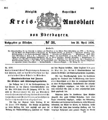 Königlich-bayerisches Kreis-Amtsblatt von Oberbayern (Münchner Intelligenzblatt) Dienstag 25. April 1876