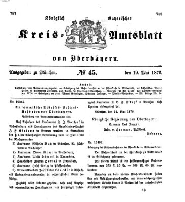 Königlich-bayerisches Kreis-Amtsblatt von Oberbayern (Münchner Intelligenzblatt) Freitag 19. Mai 1876