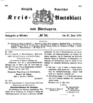 Königlich-bayerisches Kreis-Amtsblatt von Oberbayern (Münchner Intelligenzblatt) Dienstag 27. Juni 1876