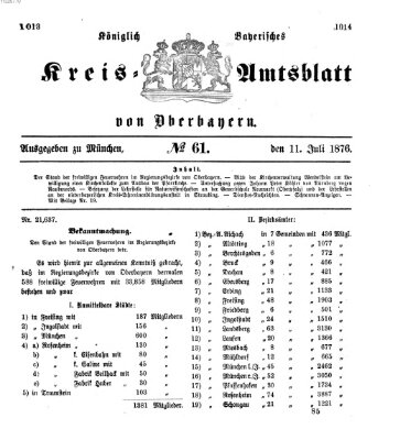 Königlich-bayerisches Kreis-Amtsblatt von Oberbayern (Münchner Intelligenzblatt) Dienstag 11. Juli 1876