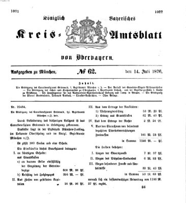 Königlich-bayerisches Kreis-Amtsblatt von Oberbayern (Münchner Intelligenzblatt) Freitag 14. Juli 1876