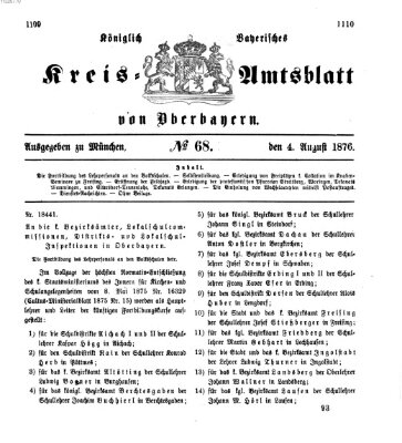 Königlich-bayerisches Kreis-Amtsblatt von Oberbayern (Münchner Intelligenzblatt) Freitag 4. August 1876