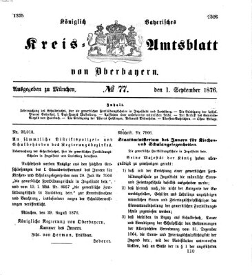 Königlich-bayerisches Kreis-Amtsblatt von Oberbayern (Münchner Intelligenzblatt) Freitag 1. September 1876