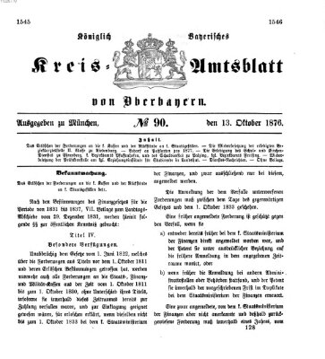 Königlich-bayerisches Kreis-Amtsblatt von Oberbayern (Münchner Intelligenzblatt) Freitag 13. Oktober 1876