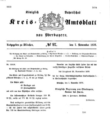 Königlich-bayerisches Kreis-Amtsblatt von Oberbayern (Münchner Intelligenzblatt) Dienstag 7. November 1876