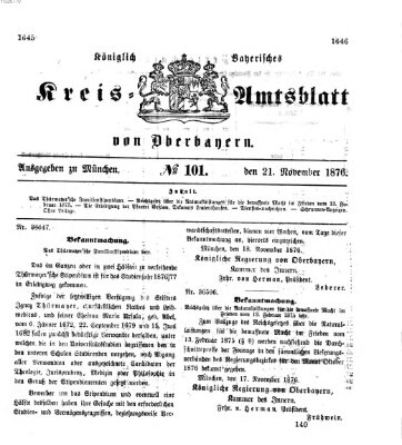 Königlich-bayerisches Kreis-Amtsblatt von Oberbayern (Münchner Intelligenzblatt) Dienstag 21. November 1876