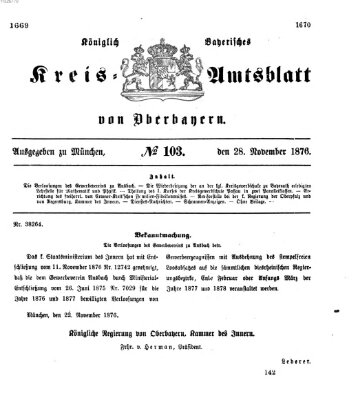 Königlich-bayerisches Kreis-Amtsblatt von Oberbayern (Münchner Intelligenzblatt) Dienstag 28. November 1876