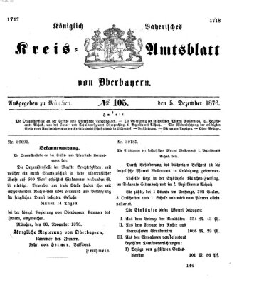 Königlich-bayerisches Kreis-Amtsblatt von Oberbayern (Münchner Intelligenzblatt) Dienstag 5. Dezember 1876