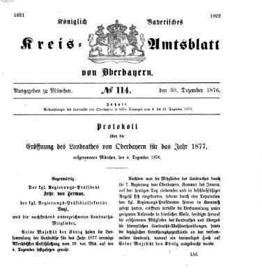 Königlich-bayerisches Kreis-Amtsblatt von Oberbayern (Münchner Intelligenzblatt) Samstag 30. Dezember 1876