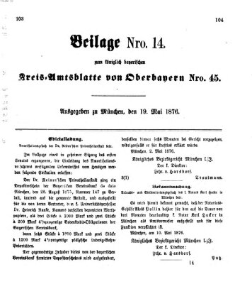 Königlich-bayerisches Kreis-Amtsblatt von Oberbayern (Münchner Intelligenzblatt) Freitag 19. Mai 1876