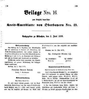 Königlich-bayerisches Kreis-Amtsblatt von Oberbayern (Münchner Intelligenzblatt) Freitag 2. Juni 1876