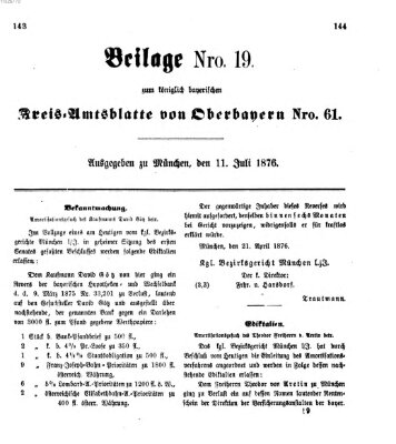 Königlich-bayerisches Kreis-Amtsblatt von Oberbayern (Münchner Intelligenzblatt) Dienstag 11. Juli 1876