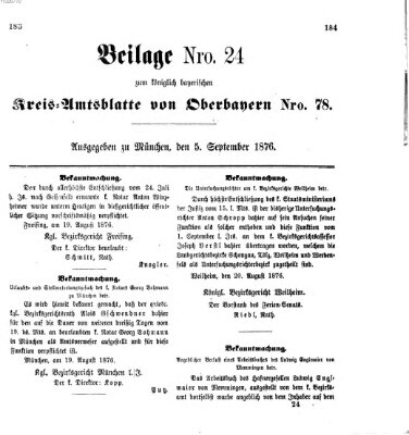 Königlich-bayerisches Kreis-Amtsblatt von Oberbayern (Münchner Intelligenzblatt) Dienstag 5. September 1876