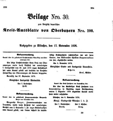 Königlich-bayerisches Kreis-Amtsblatt von Oberbayern (Münchner Intelligenzblatt) Freitag 17. November 1876