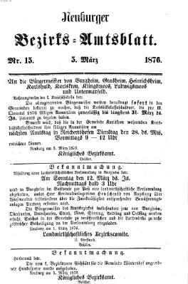 Neuburger Bezirks-Amtsblatt Sonntag 5. März 1876