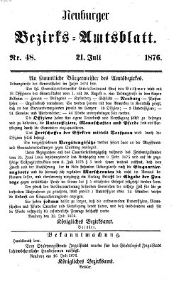 Neuburger Bezirks-Amtsblatt Freitag 21. Juli 1876