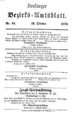 Neuburger Bezirks-Amtsblatt Donnerstag 19. Oktober 1876