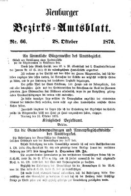 Neuburger Bezirks-Amtsblatt Samstag 28. Oktober 1876