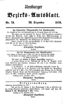 Neuburger Bezirks-Amtsblatt Samstag 23. Dezember 1876