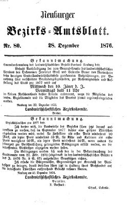 Neuburger Bezirks-Amtsblatt Donnerstag 28. Dezember 1876