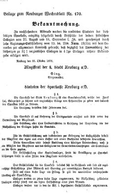 Neuburger Bezirks-Amtsblatt Mittwoch 25. Oktober 1876