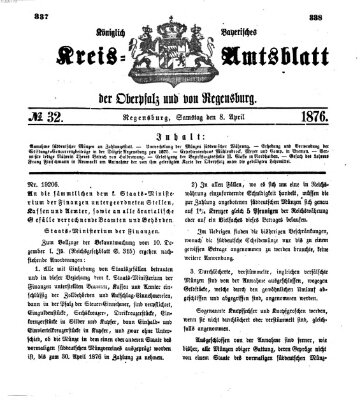 Königlich-bayerisches Kreis-Amtsblatt der Oberpfalz und von Regensburg (Königlich bayerisches Intelligenzblatt für die Oberpfalz und von Regensburg) Samstag 8. April 1876