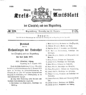 Königlich-bayerisches Kreis-Amtsblatt der Oberpfalz und von Regensburg (Königlich bayerisches Intelligenzblatt für die Oberpfalz und von Regensburg) Donnerstag 28. Dezember 1876