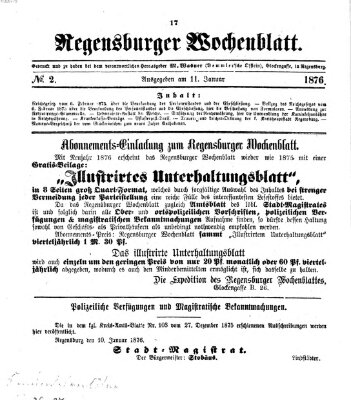 Regensburger Wochenblatt Dienstag 11. Januar 1876