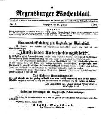 Regensburger Wochenblatt Dienstag 18. Januar 1876