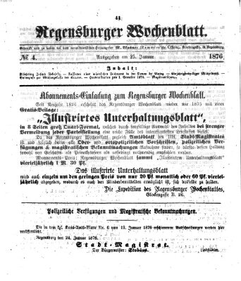 Regensburger Wochenblatt Dienstag 25. Januar 1876