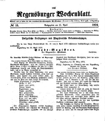 Regensburger Wochenblatt Dienstag 11. April 1876