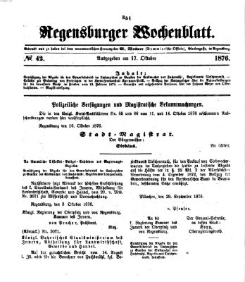 Regensburger Wochenblatt Dienstag 17. Oktober 1876