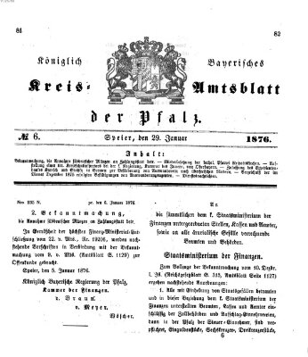 Königlich-bayerisches Kreis-Amtsblatt der Pfalz (Königlich bayerisches Amts- und Intelligenzblatt für die Pfalz) Samstag 29. Januar 1876