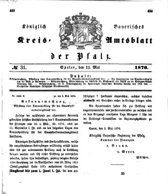 Königlich-bayerisches Kreis-Amtsblatt der Pfalz (Königlich bayerisches Amts- und Intelligenzblatt für die Pfalz) Donnerstag 11. Mai 1876