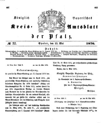 Königlich-bayerisches Kreis-Amtsblatt der Pfalz (Königlich bayerisches Amts- und Intelligenzblatt für die Pfalz) Samstag 13. Mai 1876