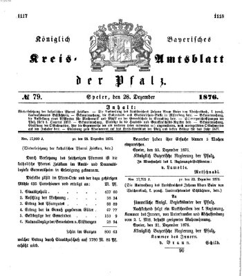 Königlich-bayerisches Kreis-Amtsblatt der Pfalz (Königlich bayerisches Amts- und Intelligenzblatt für die Pfalz) Donnerstag 28. Dezember 1876