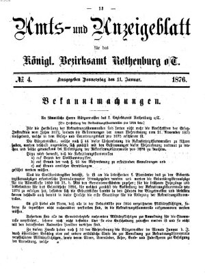 Amts- und Anzeigenblatt für das Königliche Bezirksamt Rothenburg o.T. (Amts- und Anzeigenblatt für die Stadt und das Königl. Bezirksamt Rothenburg) Donnerstag 13. Januar 1876