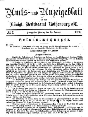 Amts- und Anzeigenblatt für das Königliche Bezirksamt Rothenburg o.T. (Amts- und Anzeigenblatt für die Stadt und das Königl. Bezirksamt Rothenburg) Montag 24. Januar 1876