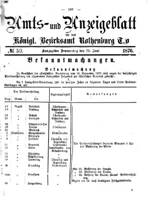 Amts- und Anzeigenblatt für das Königliche Bezirksamt Rothenburg o.T. (Amts- und Anzeigenblatt für die Stadt und das Königl. Bezirksamt Rothenburg) Donnerstag 22. Juni 1876