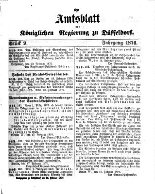 Amtsblatt für den Regierungsbezirk Düsseldorf Samstag 26. Februar 1876