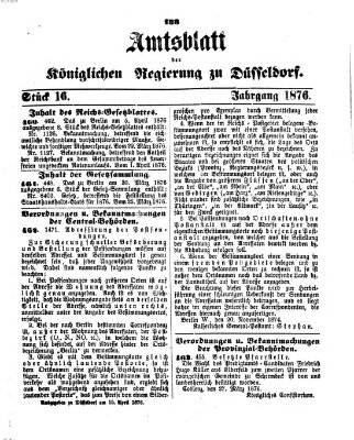 Amtsblatt für den Regierungsbezirk Düsseldorf Samstag 15. April 1876